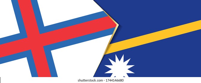 Faroe Islands and Nauru flags, two vector flags symbol of relationship or confrontation.