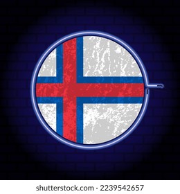 Faroe Islands neon grunge flag on wall backgrond. Vector illustration.
