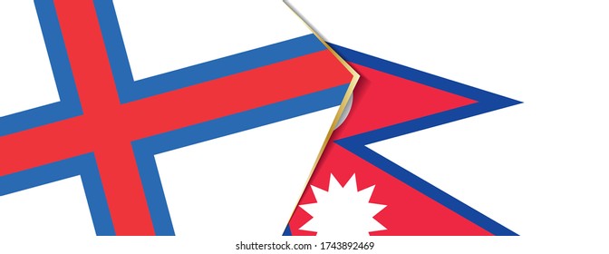 Faroe Islands and Nepal flags, two vector flags symbol of relationship or confrontation.