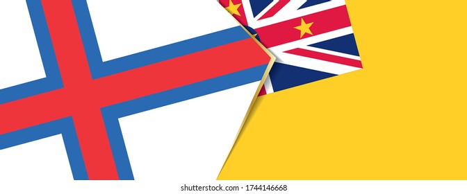 Faroe Islands and Niue flags, two vector flags symbol of relationship or confrontation.