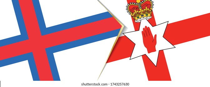 Faroe Islands and Northern Ireland flags, two vector flags symbol of relationship or confrontation.