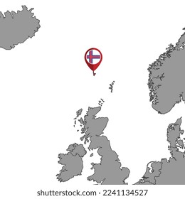 Faroe Islands on world map. Vector illustration.