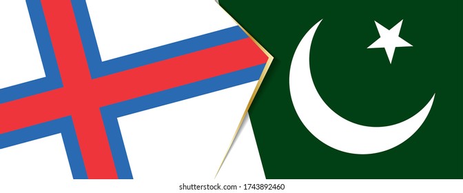 Faroe Islands and Pakistan flags, two vector flags symbol of relationship or confrontation.