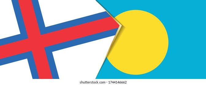 Die Färöer und Palau Flaggen, zwei Vektorfahnen Symbol für Beziehung oder Konfrontation.