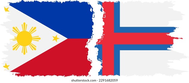Faroe Islands and Philippines grunge flags connection, vector