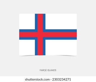 Faroe Islands Rectangle flag icon with shadow.