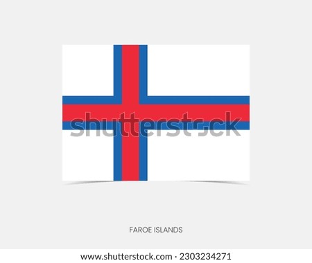 Faroe Islands Rectangle flag icon with shadow.