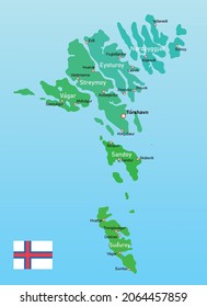 Faroe Islands regions map. Vector illustration