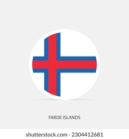Faroe Islands round flag icon with shadow.