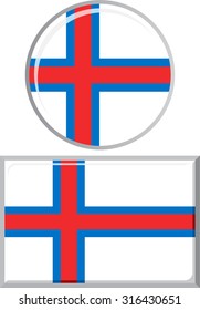 Faroe Islands round and square icon flag. Vector illustration Eps 8.