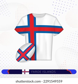 Faroe Islands rugby jersey with rugby ball of Faroe Islands on abstract sport background. Jersey design.