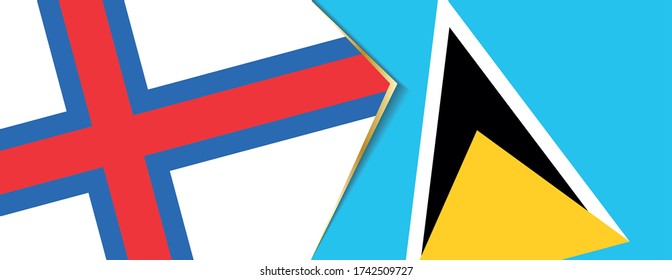Faroe Islands and Saint Lucia flags, two vector flags symbol of relationship or confrontation.
