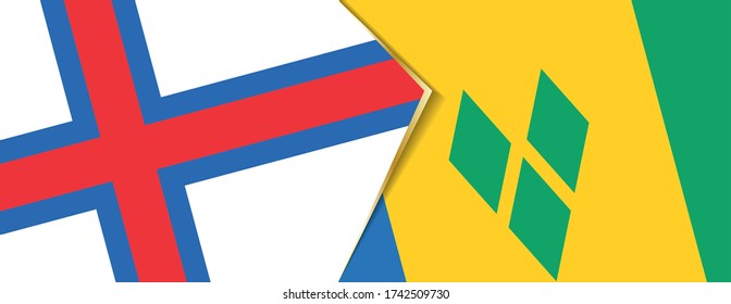 Faroe Islands and Saint Vincent and the Grenadines flags, two vector flags symbol of relationship or confrontation.