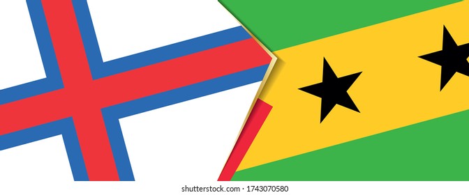 Faroe Islands and Sao Tome and Principe flags, two vector flags symbol of relationship or confrontation.