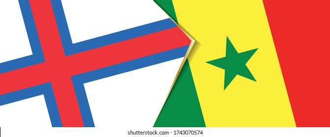 Faroe Islands and Senegal flags, two vector flags symbol of relationship or confrontation.