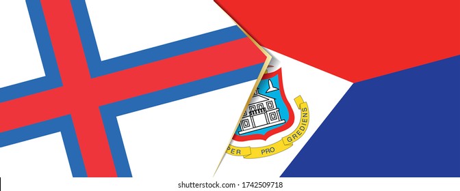 Faroe Islands and Sint Maarten flags, two vector flags symbol of relationship or confrontation.