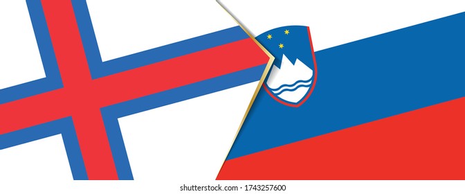 Faroe Islands and Slovenia flags, two vector flags symbol of relationship or confrontation.