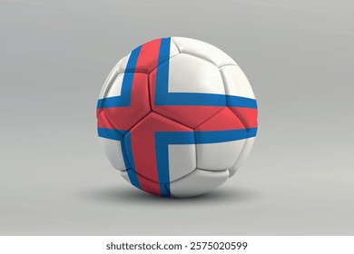 Faroe Islands soccer ball featuring the national flag design on a gray background