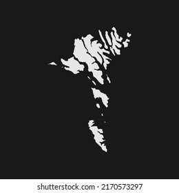 faroe islands soft white map with black detail and background