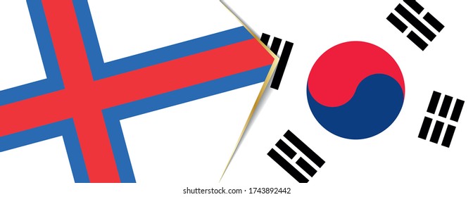 Faroe Islands and South Korea flags, two vector flags symbol of relationship or confrontation.