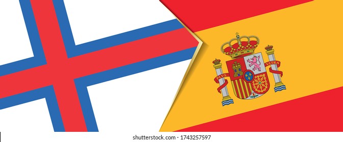 Faroe Islands and Spain flags, two vector flags symbol of relationship or confrontation.