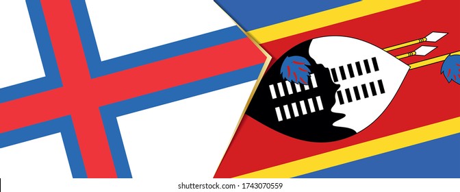 Faroe Islands and Swaziland flags, two vector flags symbol of relationship or confrontation.