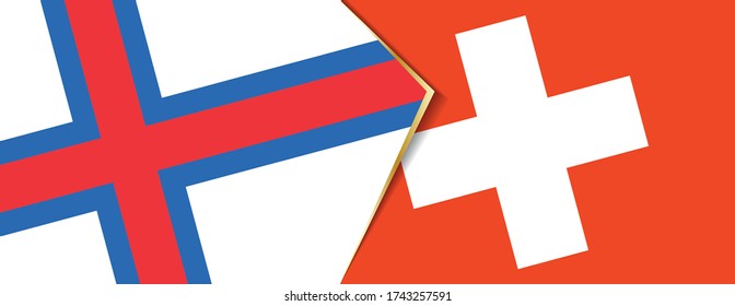 Faroe Islands and Switzerland flags, two vector flags symbol of relationship or confrontation.