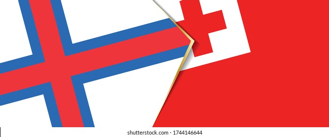 Faroe Islands and Tonga flags, two vector flags symbol of relationship or confrontation.