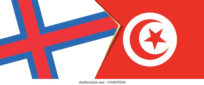 Faroe Islands and Tunisia flags, two vector flags symbol of relationship or confrontation.