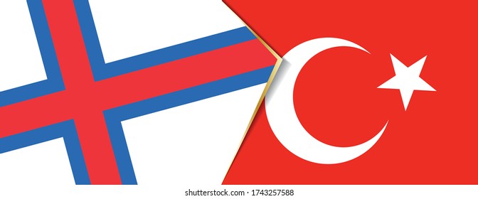 Faroe Islands and Turkey flags, two vector flags symbol of relationship or confrontation.