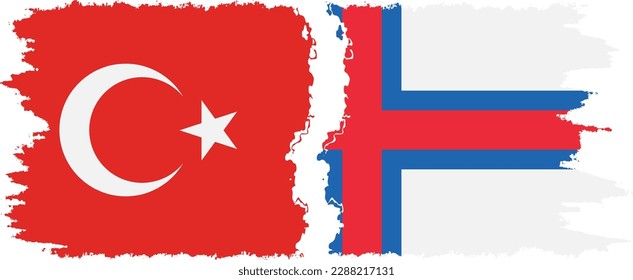 Faroe Islands and Turkey grunge flags connection, vector