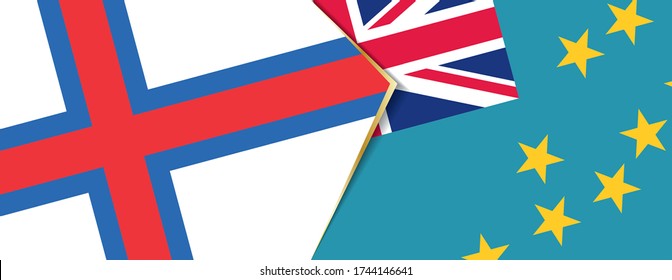 Faroe Islands and Tuvalu flags, two vector flags symbol of relationship or confrontation.