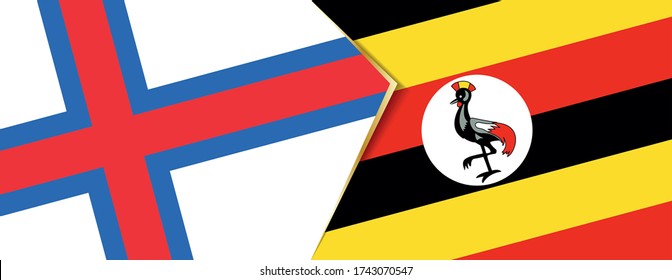 Faroe Islands and Uganda flags, two vector flags symbol of relationship or confrontation.