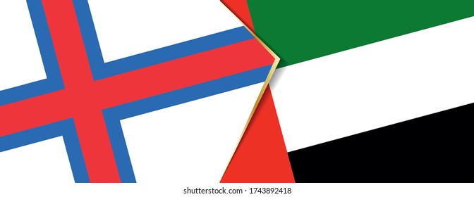 Faroe Islands and United Arab Emirates flags, two vector flags symbol of relationship or confrontation.