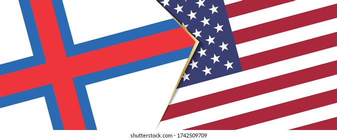 Faroe Islands and USA flags, two vector flags symbol of relationship or confrontation.