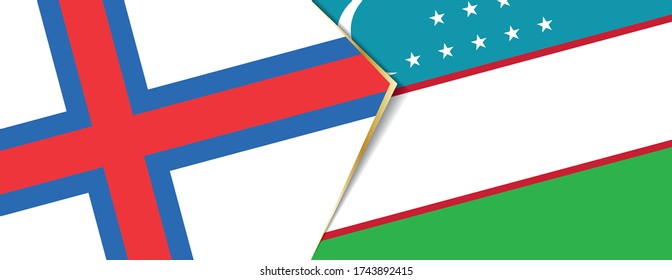 Faroe Islands and Uzbekistan flags, two vector flags symbol of relationship or confrontation.