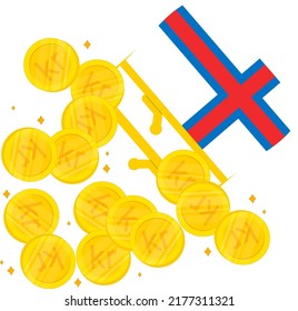 Faroe Islands  vector hand drawn flag, Faroese krona