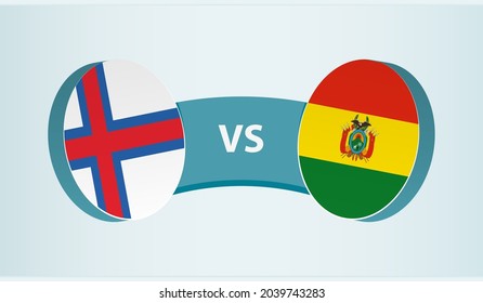 Faroe Islands versus Bolivia, team sports competition concept. Round flag of countries.