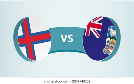 Faroe Islands versus Falkland Islands, team sports competition concept. Round flag of countries.