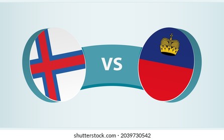 Faroe Islands versus Liechtenstein, team sports competition concept. Round flag of countries.