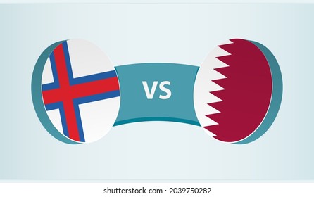Faroe Islands versus Qatar, team sports competition concept. Round flag of countries.