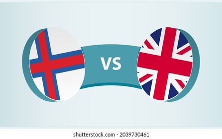 Faroe Islands versus United Kingdom, team sports competition concept. Round flag of countries.