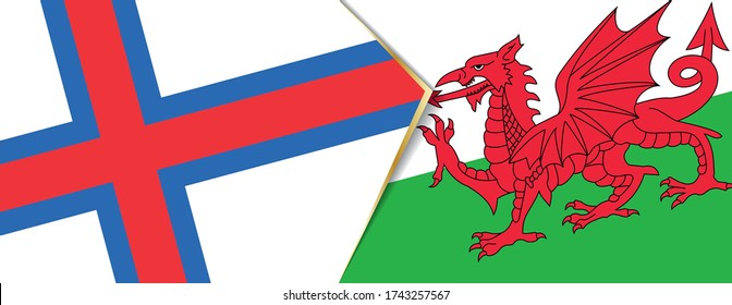 Faroe Islands and Wales flags, two vector flags symbol of relationship or confrontation.