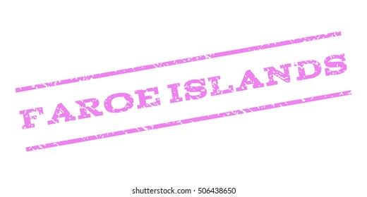 Faroe Islands watermark stamp. Text caption between parallel lines with grunge design style. Rubber seal stamp with dirty texture. Vector violet color ink imprint on a white background.