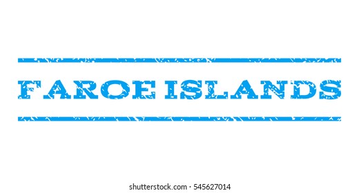 Faroe Islands watermark stamp. Text caption between horizontal parallel lines with grunge design style. Rubber seal stamp with dust texture. Vector blue color ink imprint on a white background.