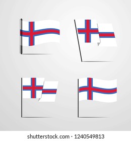 Faroe Islands waving flag set