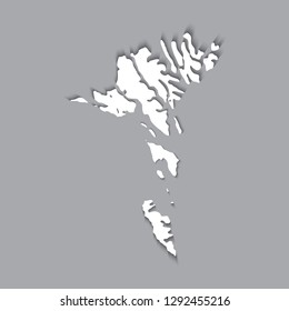Faroe Islands white map,border flat simple style with long shadow on gray background.eps10