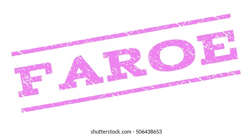 Faroe watermark stamp. Text caption between parallel lines with grunge design style. Rubber seal stamp with unclean texture. Vector violet color ink imprint on a white background.