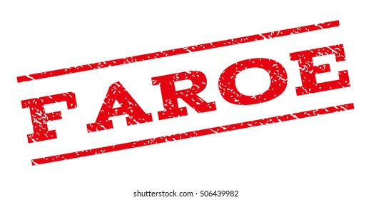 Faroe watermark stamp. Text tag between parallel lines with grunge design style. Rubber seal stamp with dust texture. Vector red color ink imprint on a white background.