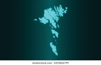 Faroeilands Map with Green Circuit Technology Style.